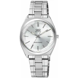 Q&Q Silver Stainless Steel Silver Dial Quartz Watch for Gents - QA74J201