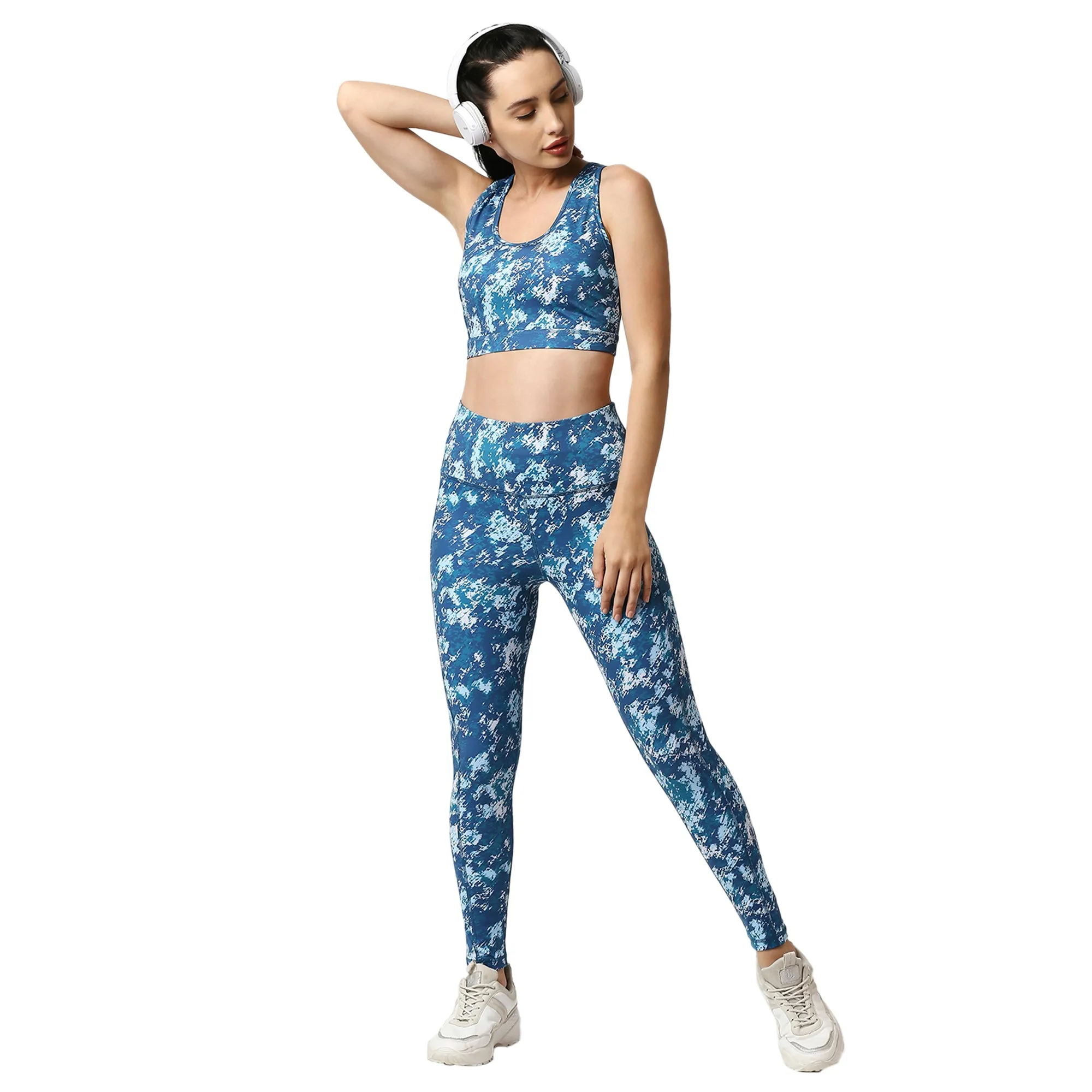 Quick-Dry Printed Sports Bra & High Waist Legging Set