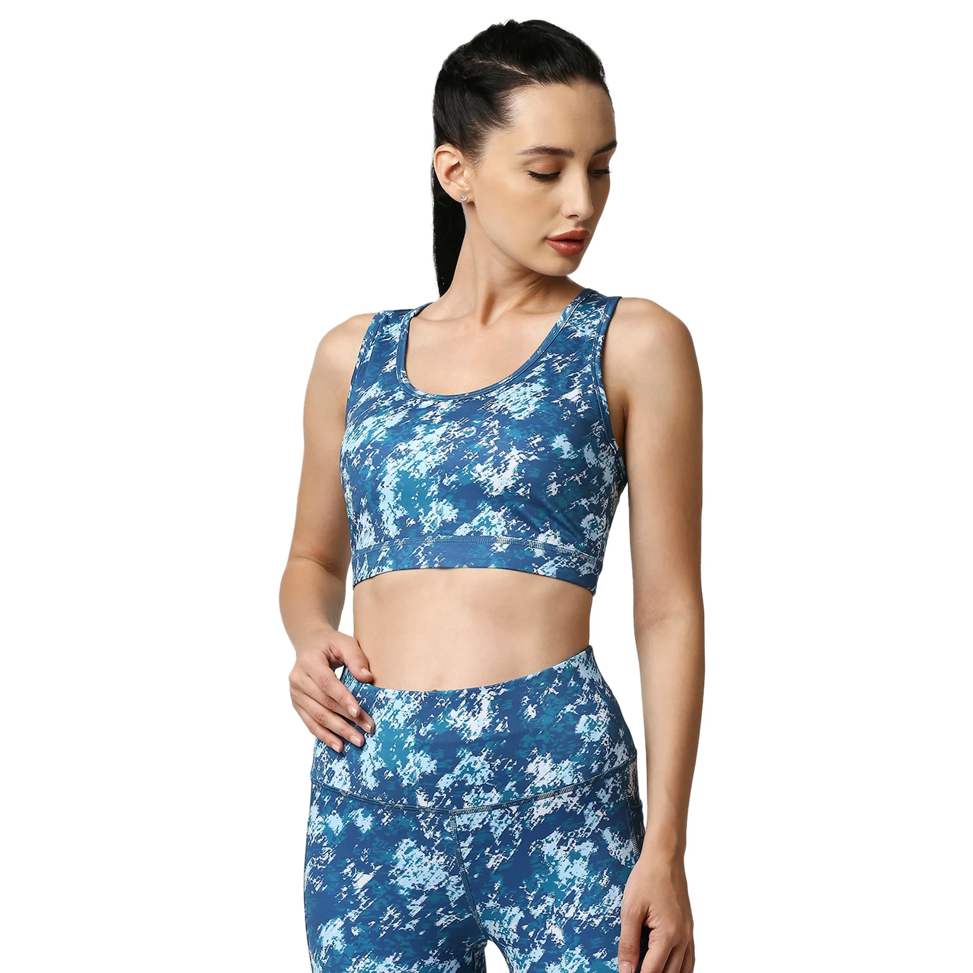 Quick-Dry Printed Sports Bra & High Waist Legging Set