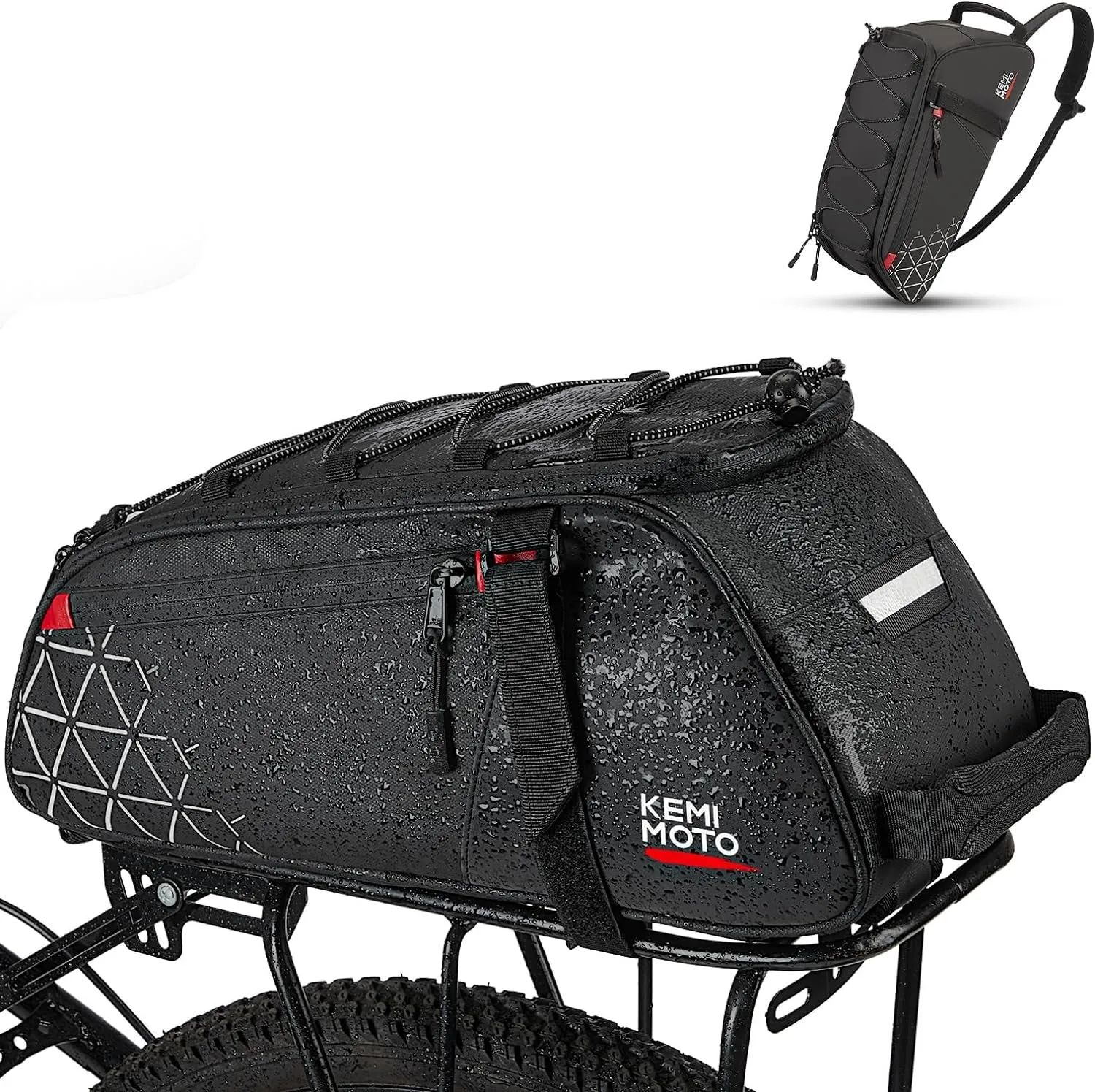 Rear Bike Rack Bag - 8L PVC Waterproof Pannier for Road and Mountain Bikes - Black Commuter Bag for Grocery Shopping and Cycling