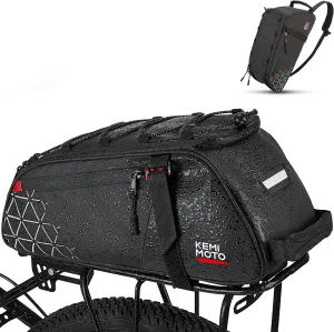 Rear Bike Rack Bag - 8L PVC Waterproof Pannier for Road and Mountain Bikes - Black Commuter Bag for Grocery Shopping and Cycling