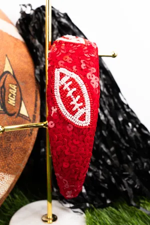 Red Football Seed Bead Sequin Headband