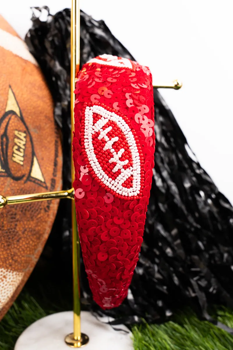 Red Football Seed Bead Sequin Headband
