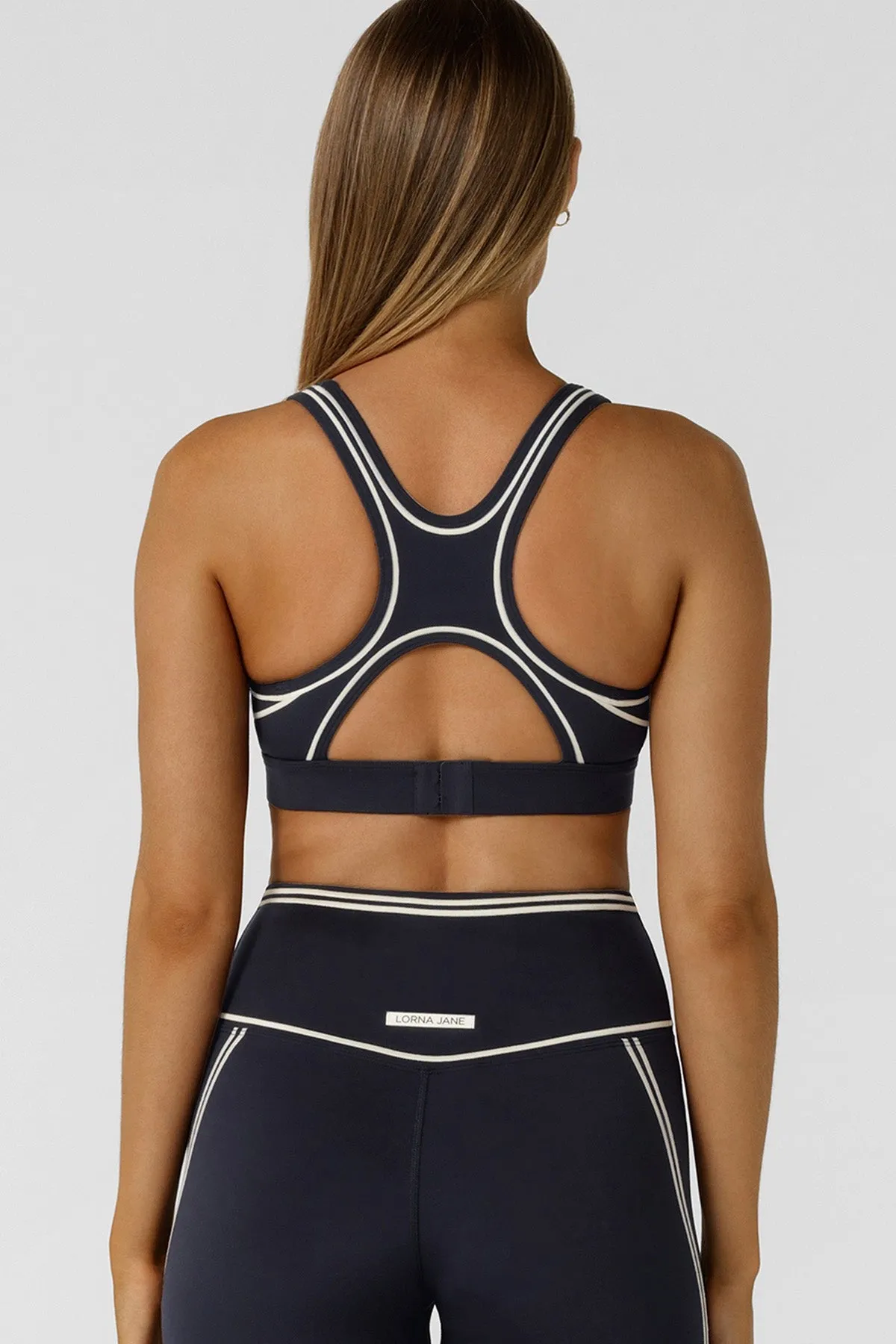 Retro Track High Support Sports Bra | Midnight Blue
