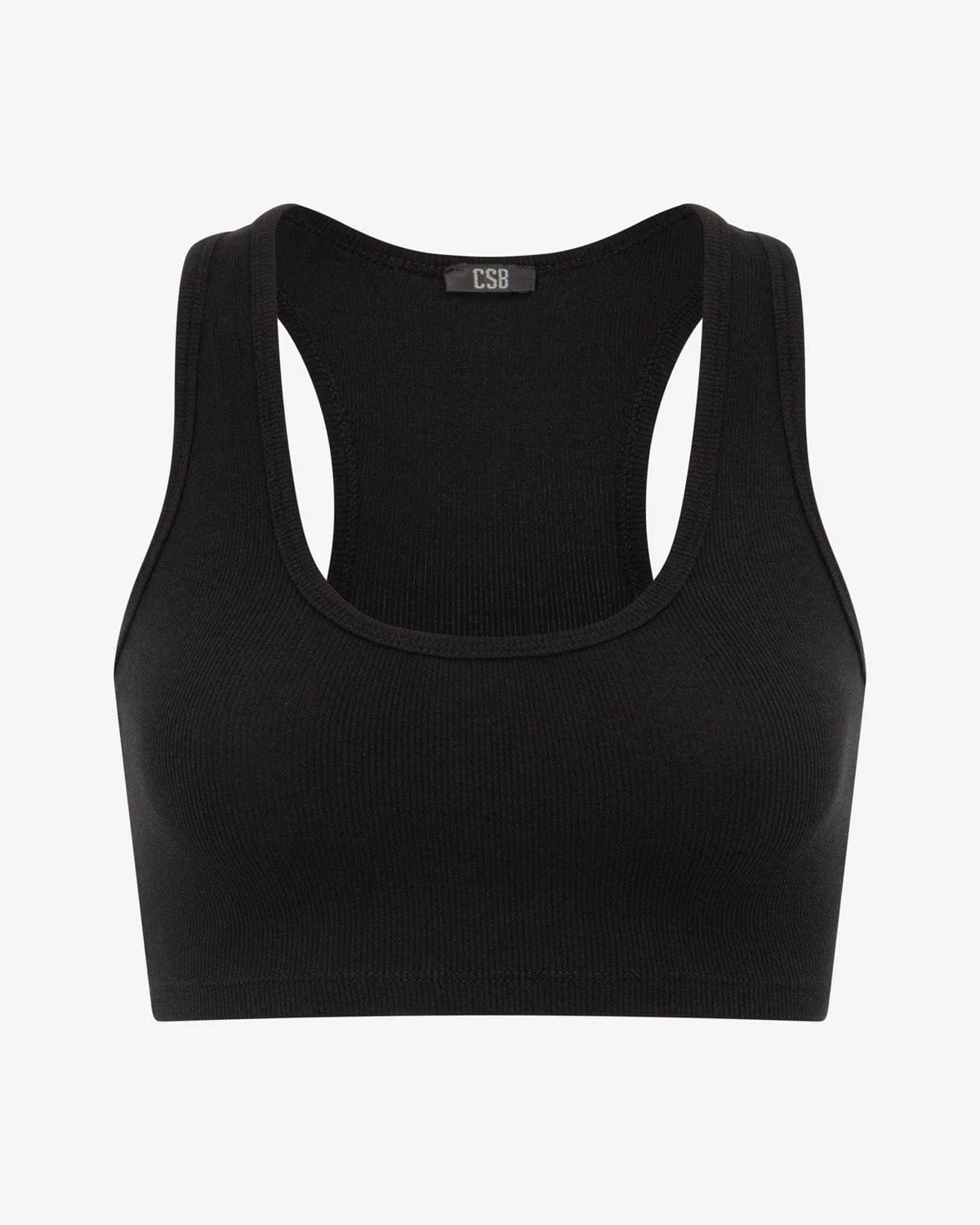 Rib Cropped Tank | Black