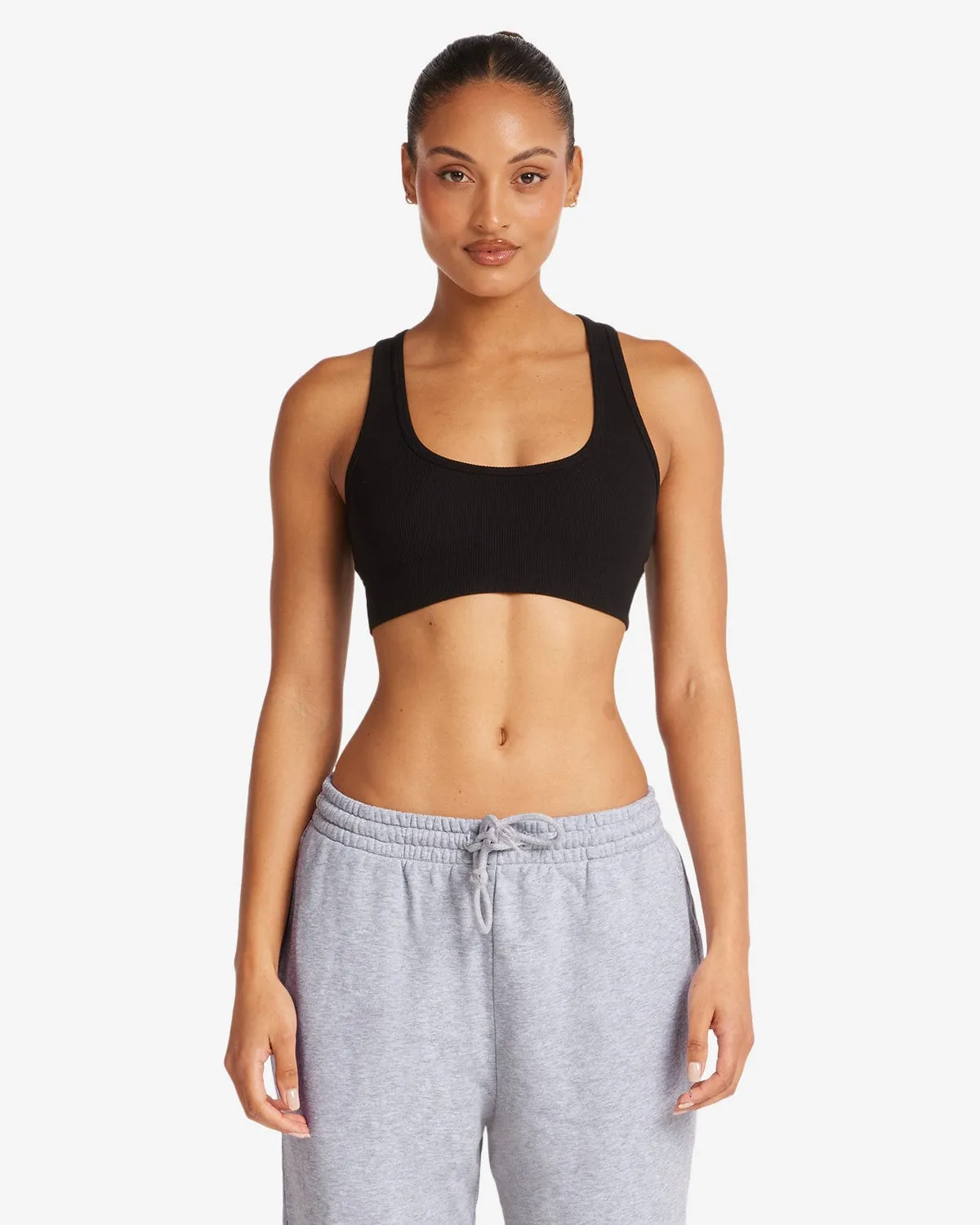 Rib Cropped Tank | Black