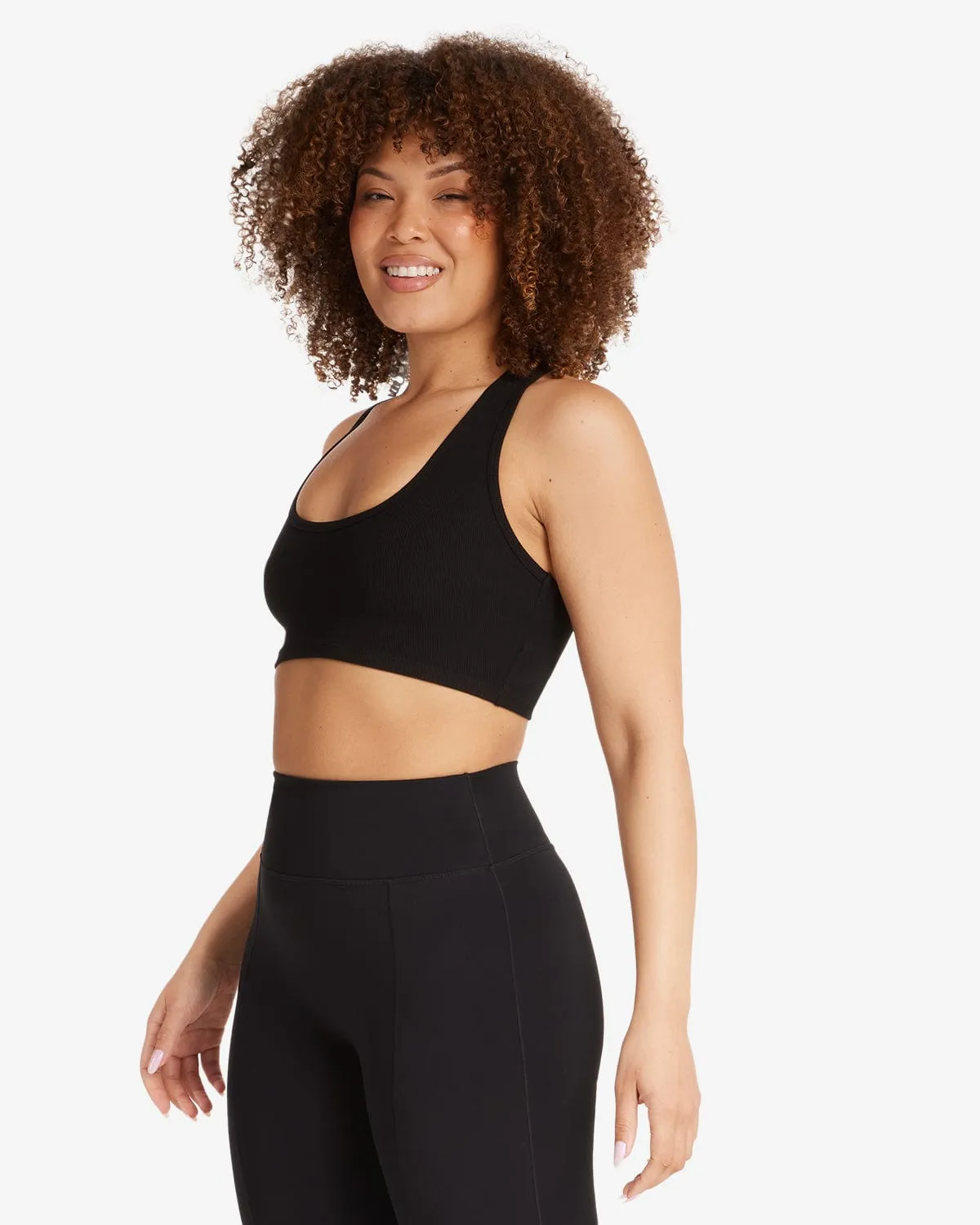 Rib Cropped Tank | Black