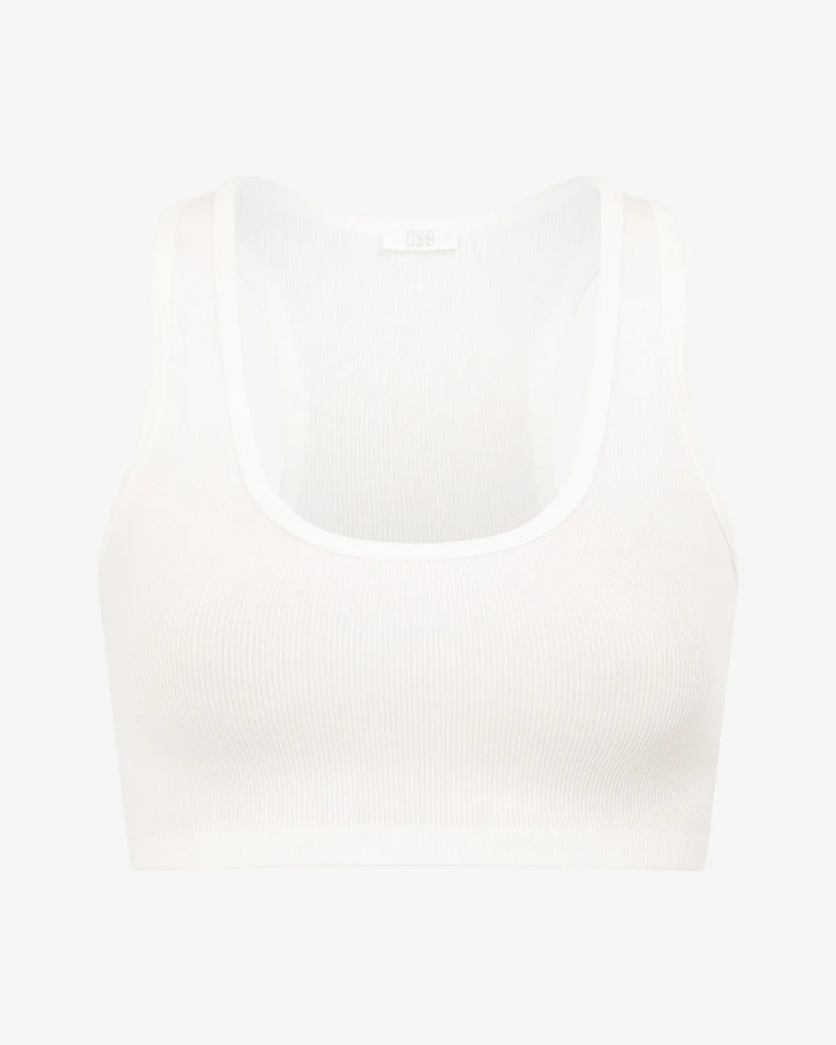 Rib Cropped Tank | White