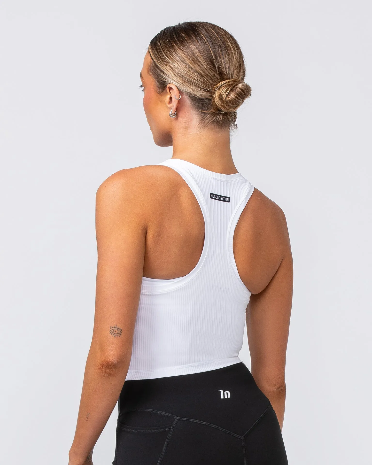 Rib Staple Cropped Tank - White