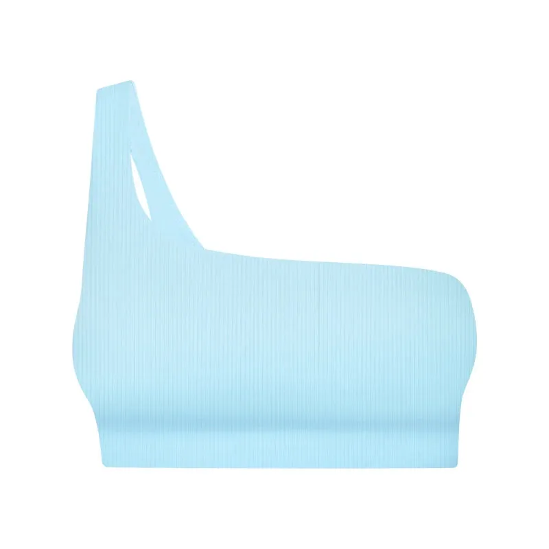 Ribbed One-Shoulder Push-Up Sports Bra for Women