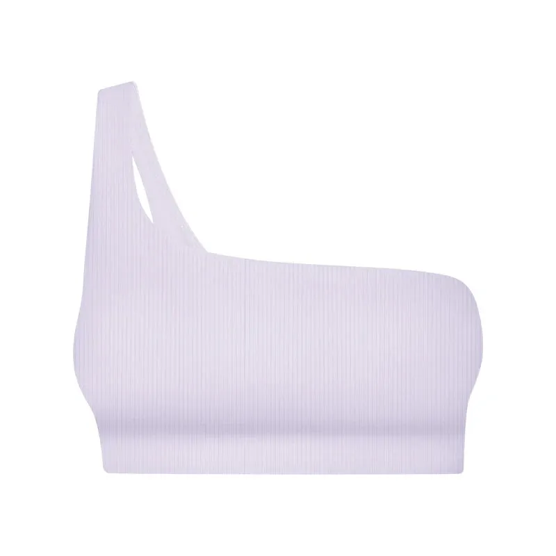 Ribbed One-Shoulder Push-Up Sports Bra for Women