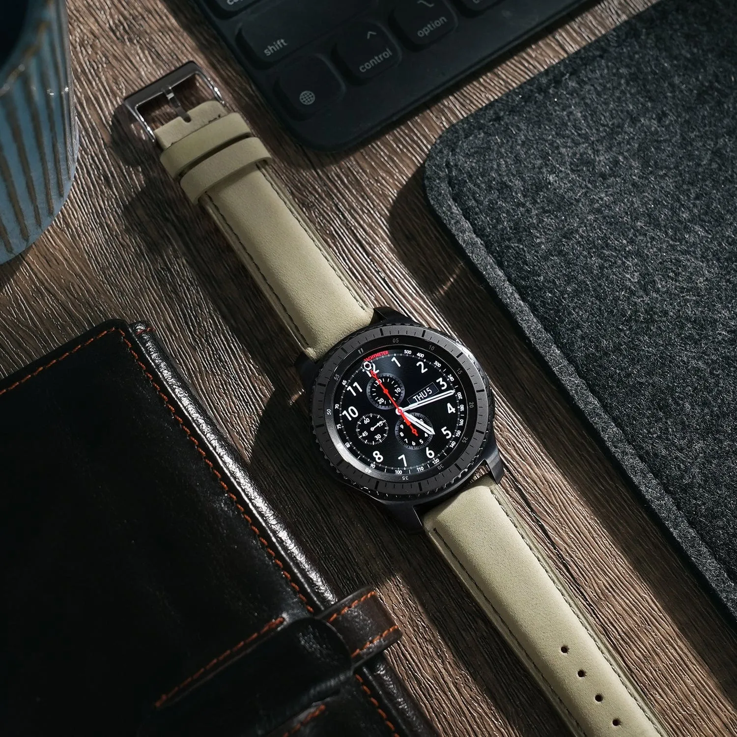 Ritche Classic Grey Leather Watch Bands