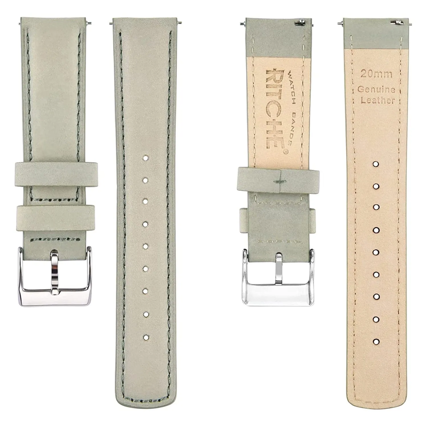 Ritche Classic Grey Leather Watch Bands