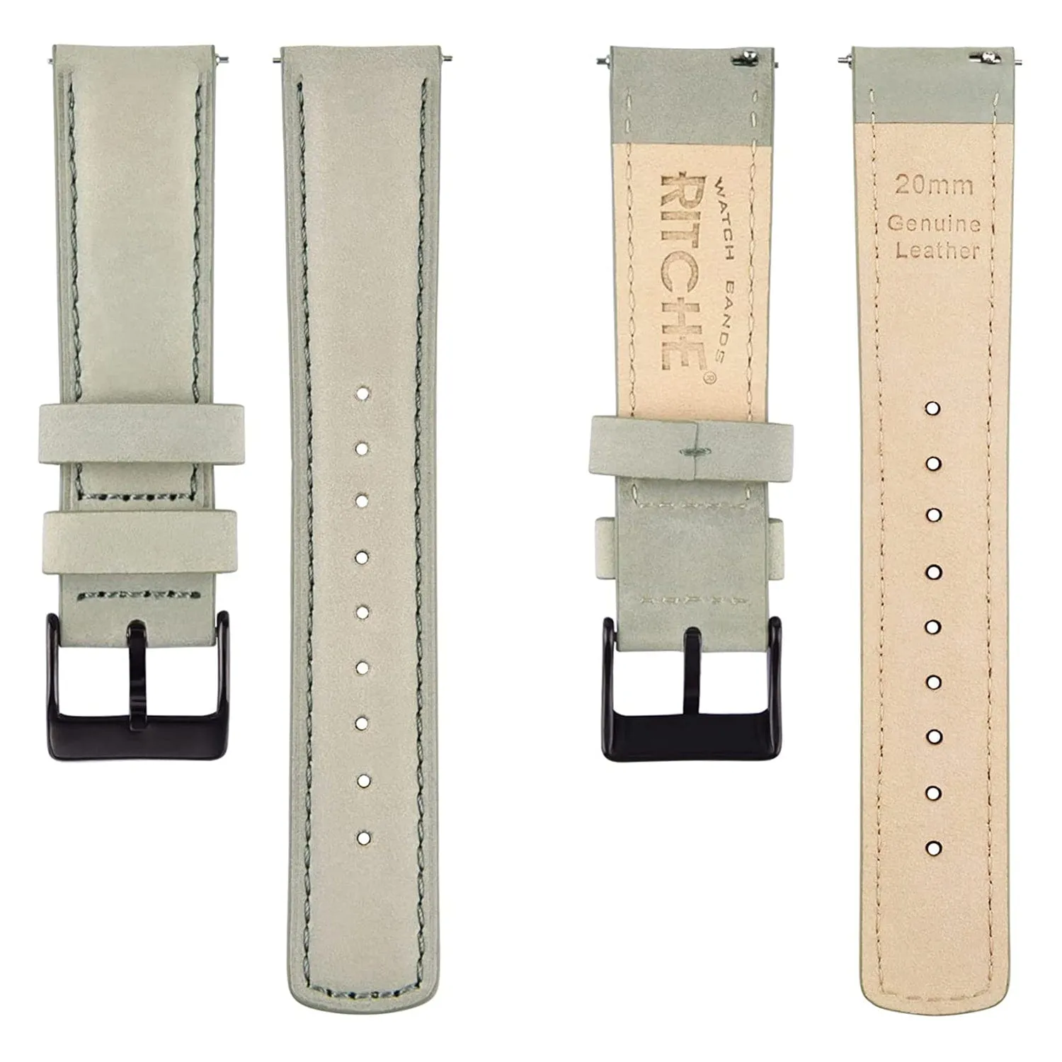 Ritche Classic Grey Leather Watch Bands