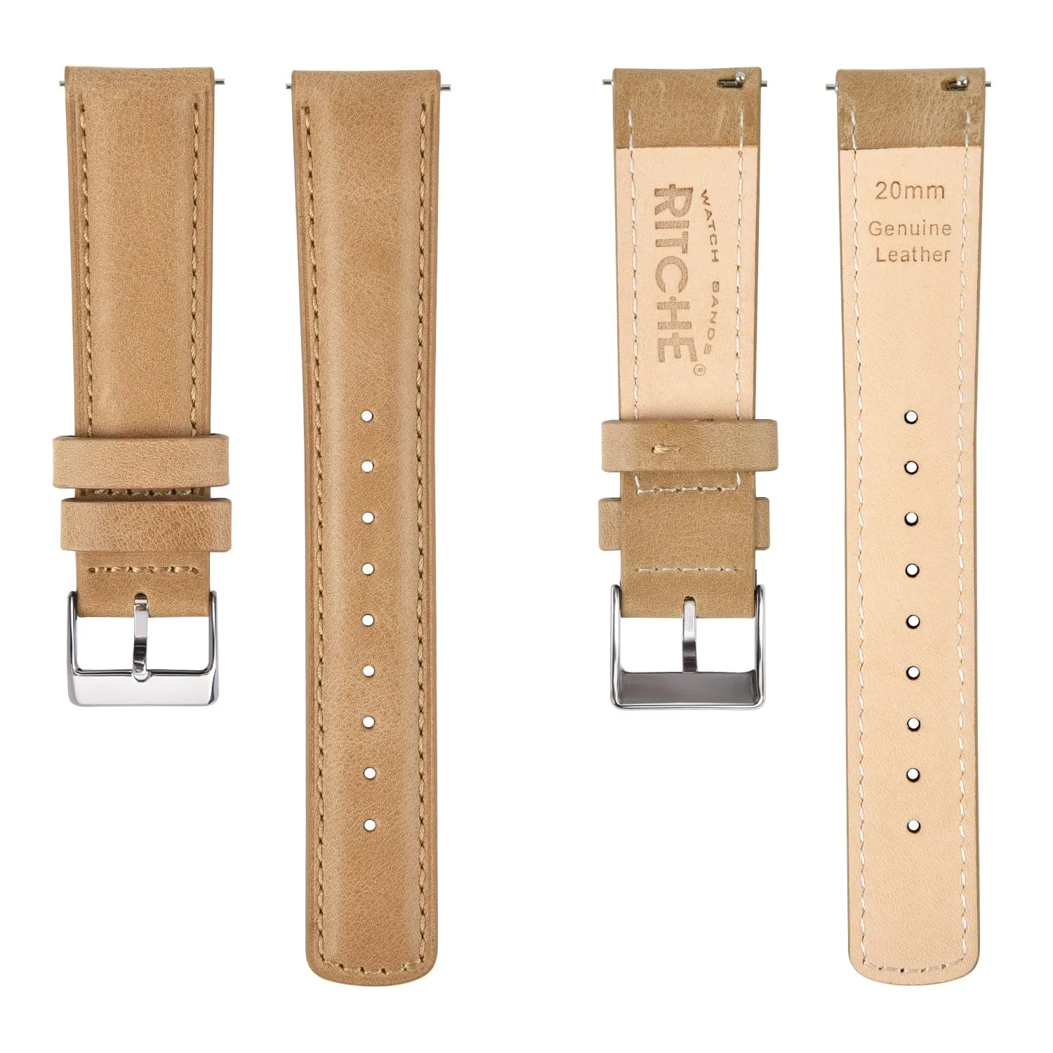Ritche Classic Khaki Leather Watch Bands