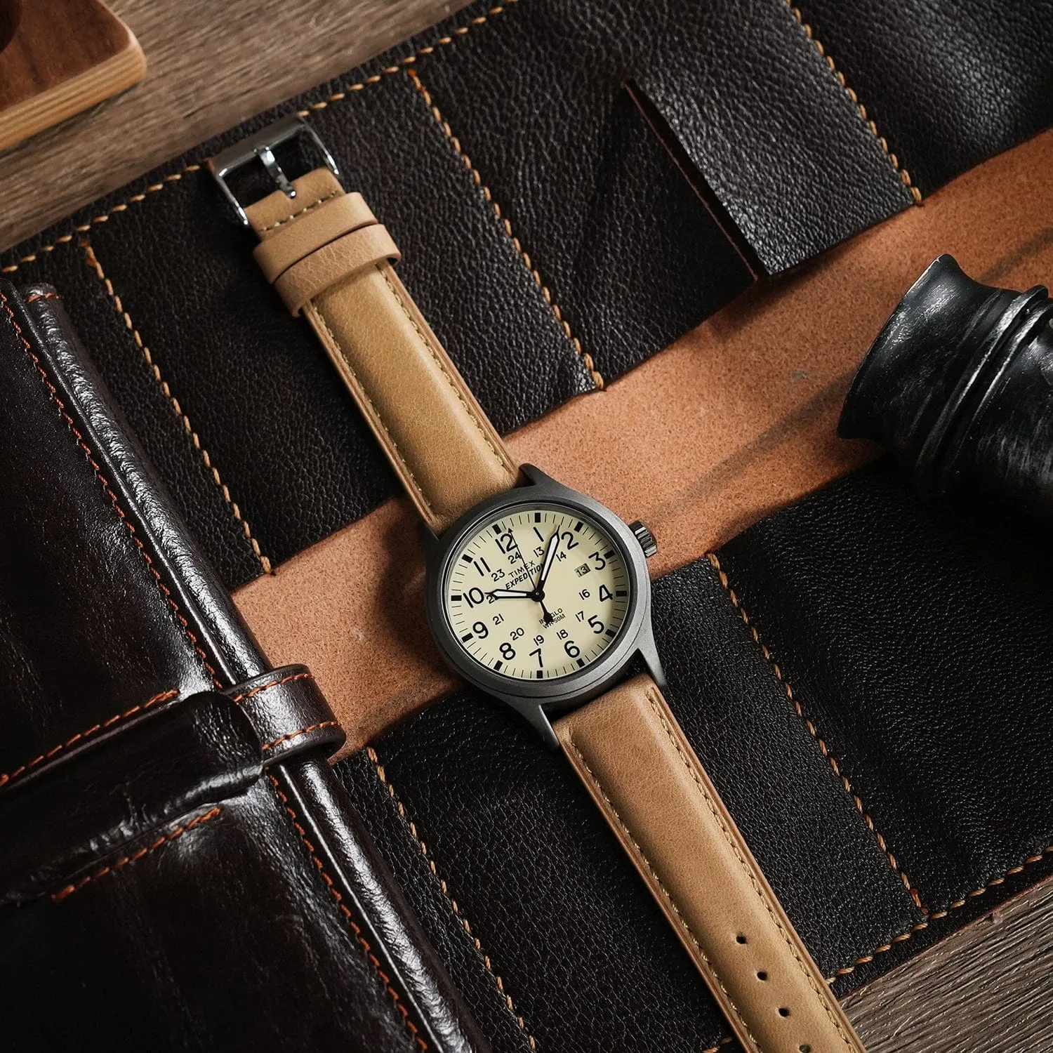 Ritche Classic Khaki Leather Watch Bands