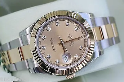 ROLEX DATEJUST 41 MENS TWO TONE GOLD STEEL DIAMOND DIAL 41mm 126333