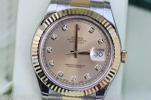 ROLEX DATEJUST 41 MENS TWO TONE GOLD STEEL DIAMOND DIAL 41mm 126333