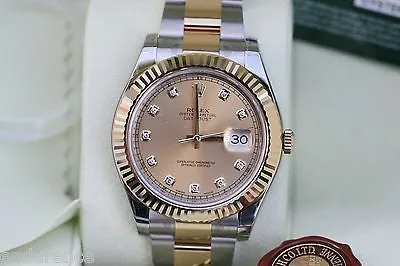 ROLEX DATEJUST 41 MENS TWO TONE GOLD STEEL DIAMOND DIAL 41mm 126333