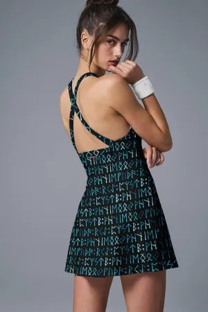 Runestone Racer – Nordic Rune Pattern Tennis Dress