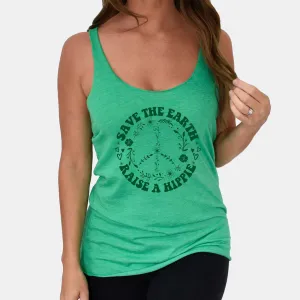 Save the Earth Raise a Hippie - Women's Triblend Racerback Tank