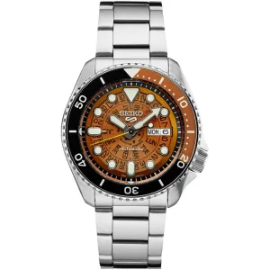 Seiko 5 Sports Time Sonar Brown Transparent Skeleton Dial Watch SRPJ47 SRPJ47K1 SRPJ47K