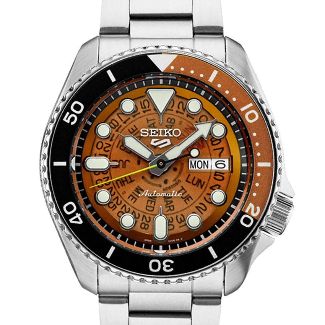 Seiko 5 Sports Time Sonar Brown Transparent Skeleton Dial Watch SRPJ47 SRPJ47K1 SRPJ47K