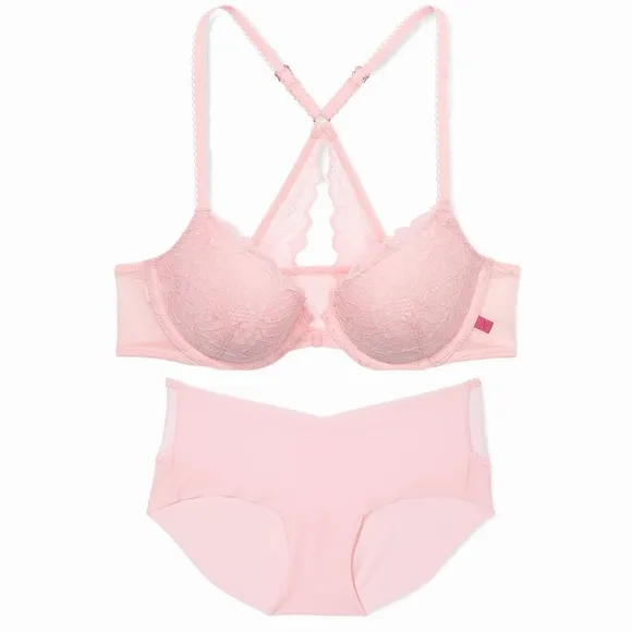 🆕Sexy Tee Lightly Lined Demi Bra &amp; Matching Cheeky by Victoria Secret 34B/Small