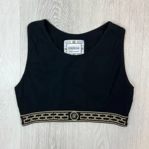 Siksilk Womens Black Activewear Crop Top Size 14