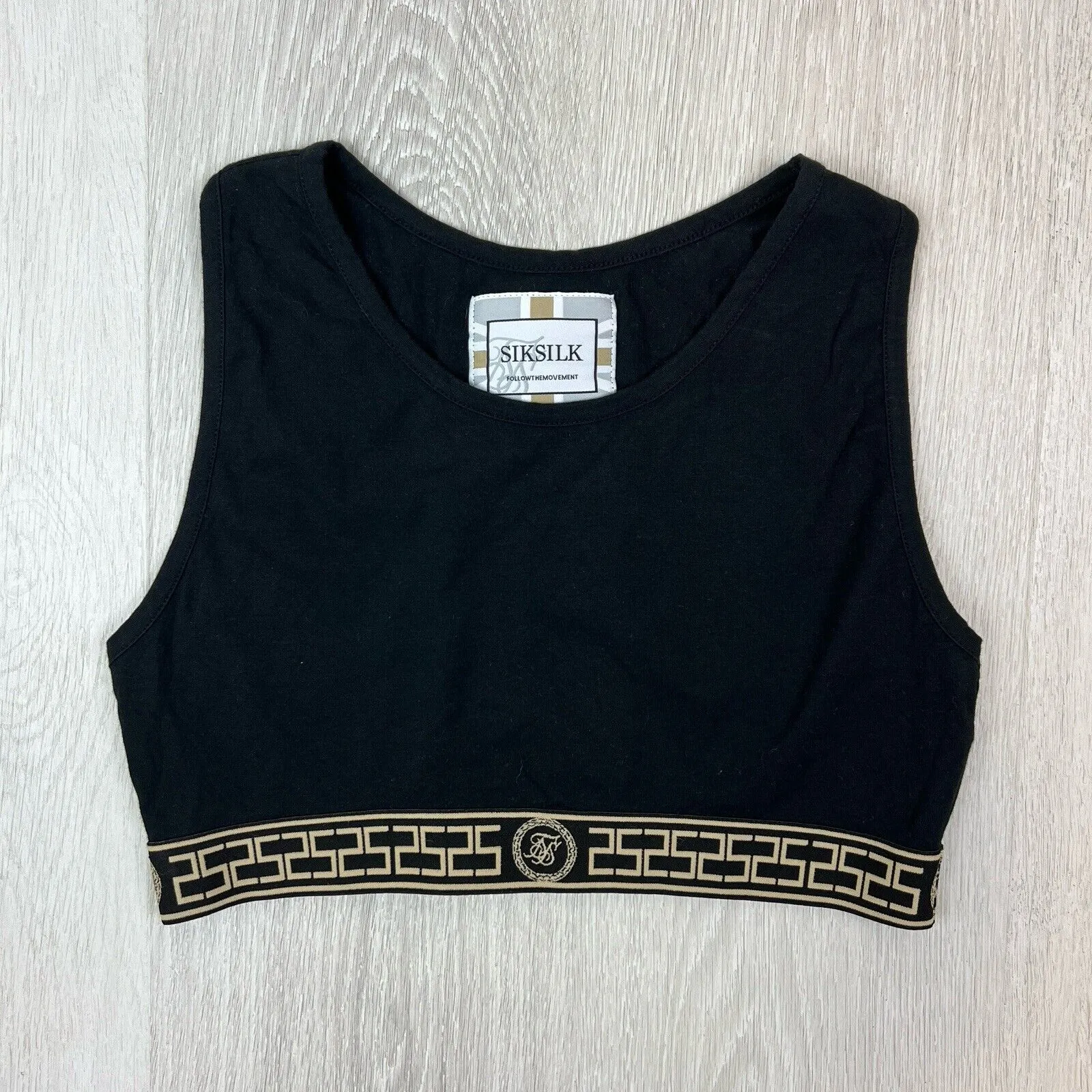 Siksilk Womens Black Activewear Crop Top Size 14