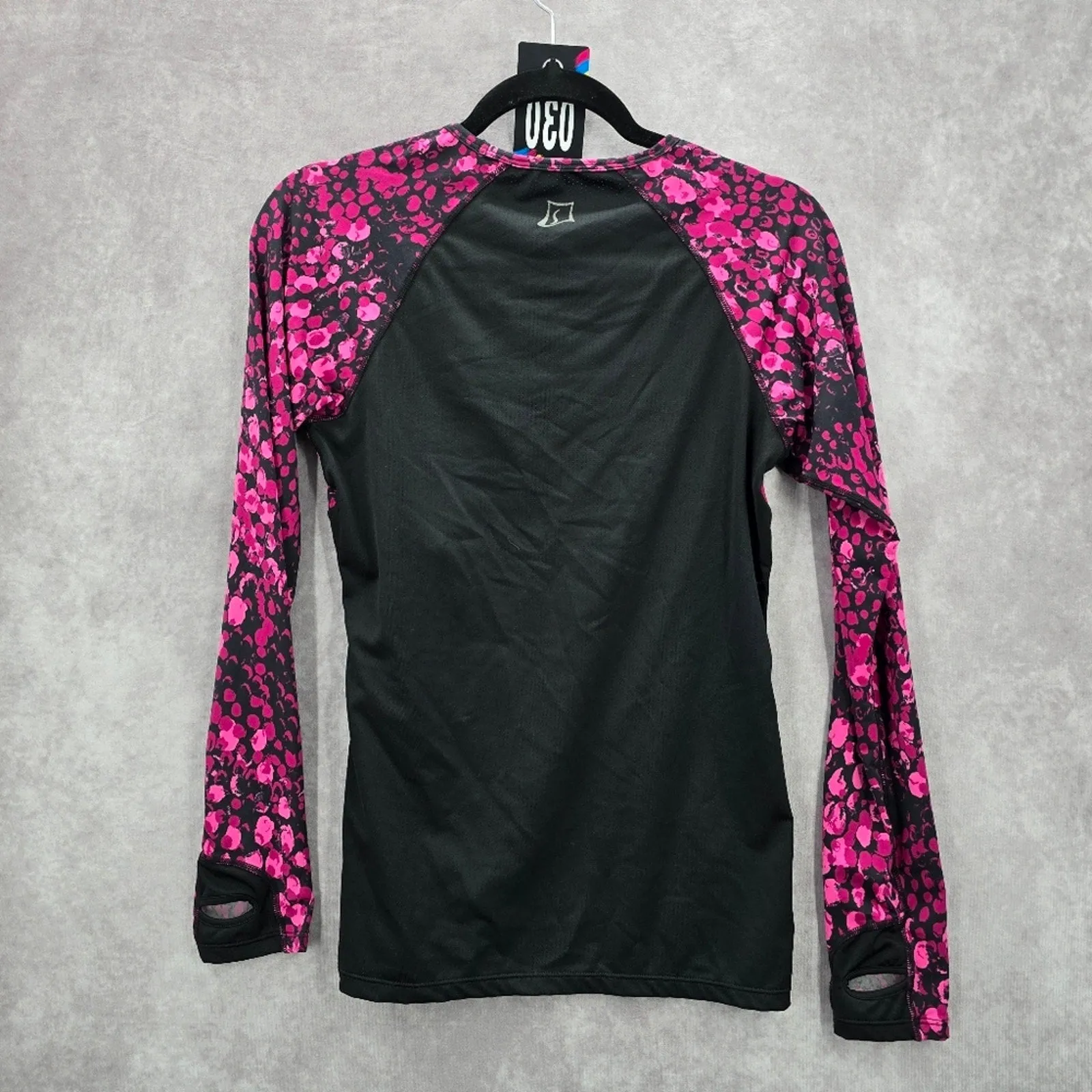 Skirt Sports Black Pink Spotted Activewear Long Sleeve Top Small