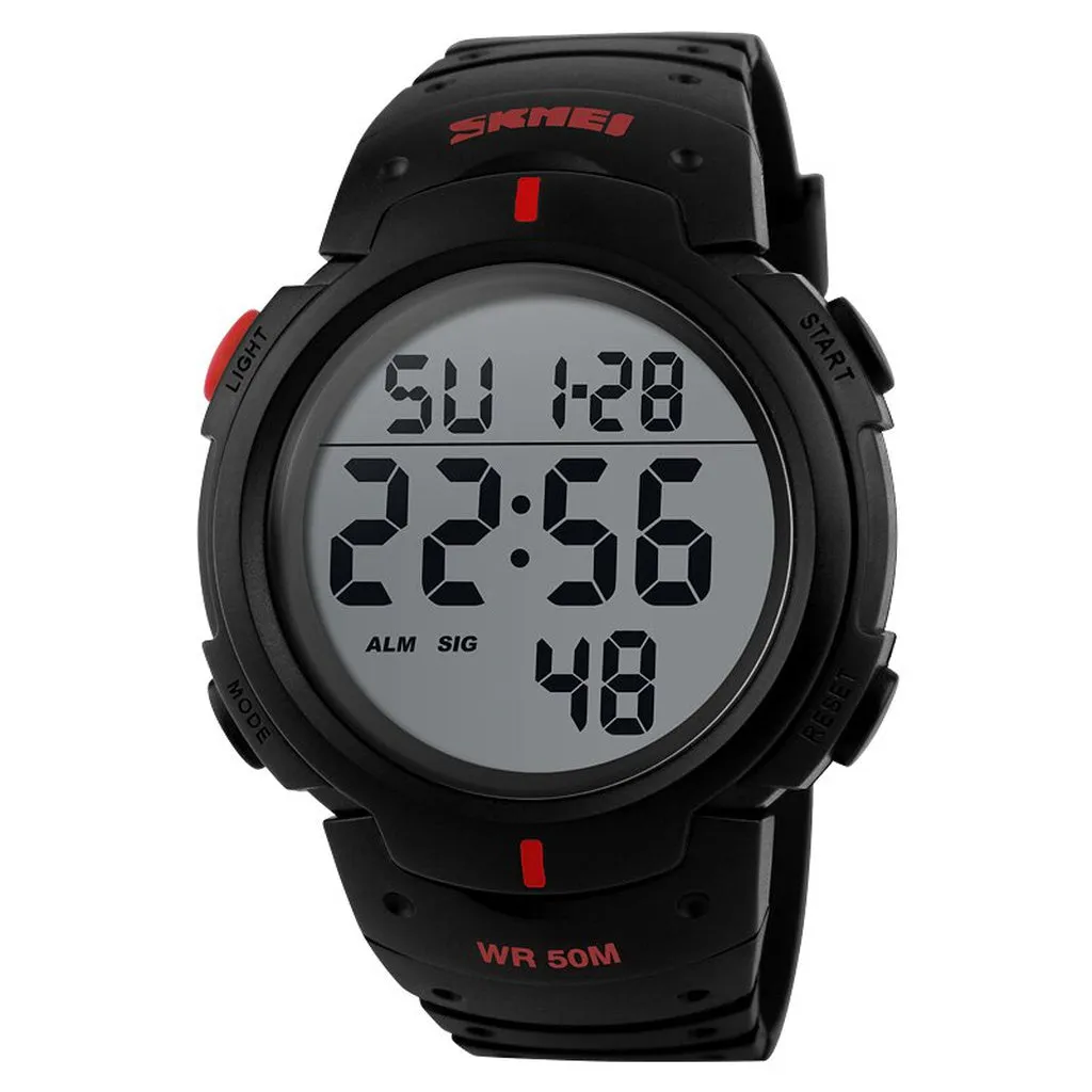 SKMEI Outdoor Sport Watch Men Big Dial Fashion Simple Watches Calendar PU Strap 5Bar Waterproof Digital Watch Reloj Hombre 1068