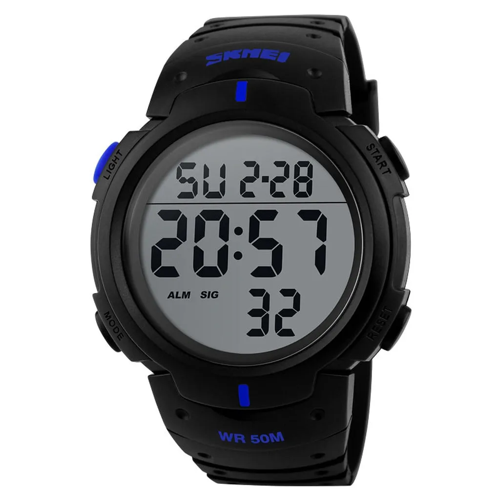 SKMEI Outdoor Sport Watch Men Big Dial Fashion Simple Watches Calendar PU Strap 5Bar Waterproof Digital Watch Reloj Hombre 1068