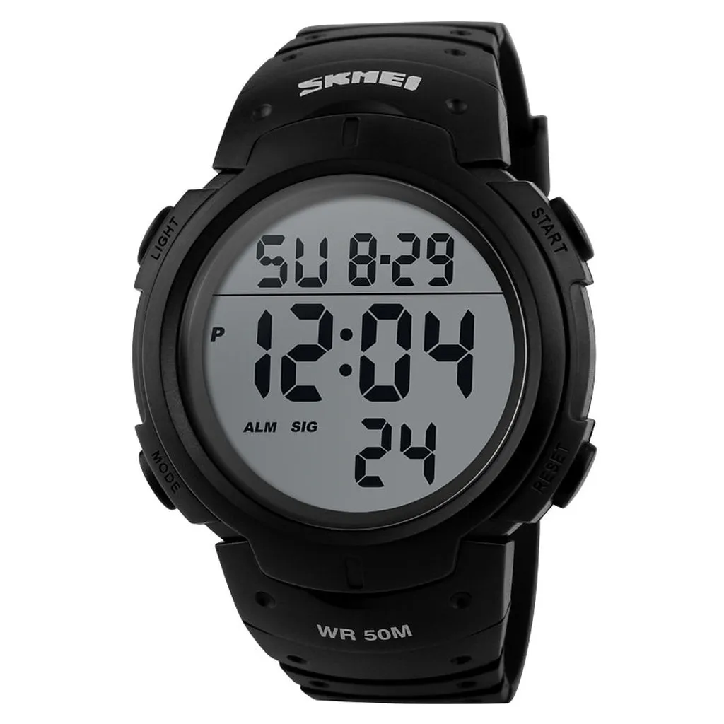 SKMEI Outdoor Sport Watch Men Big Dial Fashion Simple Watches Calendar PU Strap 5Bar Waterproof Digital Watch Reloj Hombre 1068