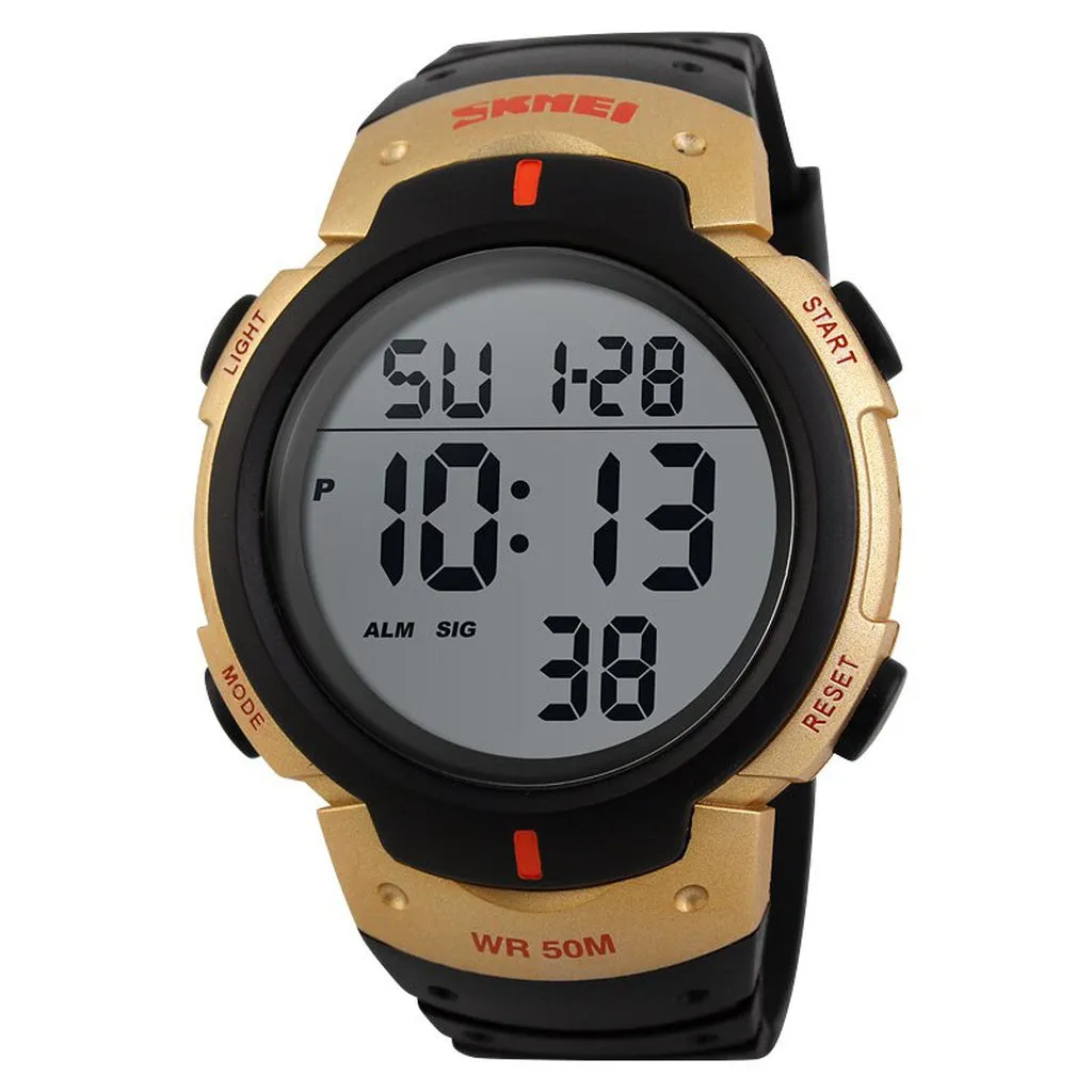 SKMEI Outdoor Sport Watch Men Big Dial Fashion Simple Watches Calendar PU Strap 5Bar Waterproof Digital Watch Reloj Hombre 1068