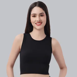 Sleeveless Activewear Solid Sports Crop Top