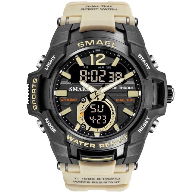 SMAEL Sport Watch Men Watches Waterproof 50M Wristwatch Relogio Masculino Big Dial Quartz Digital Military Army Clock 1805
