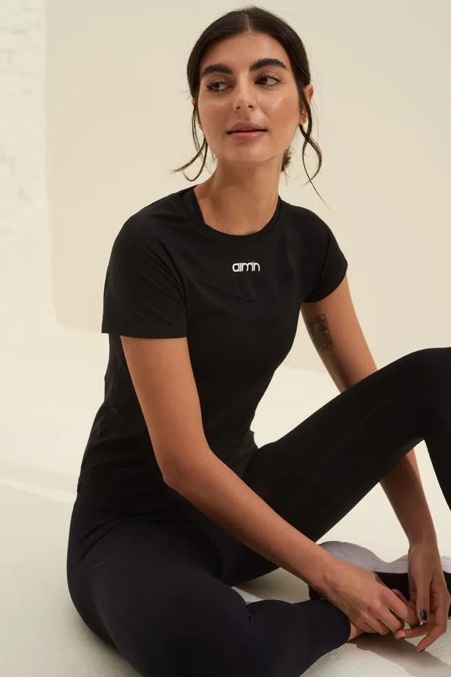 Soft Basic Short Sleeve Top | Black