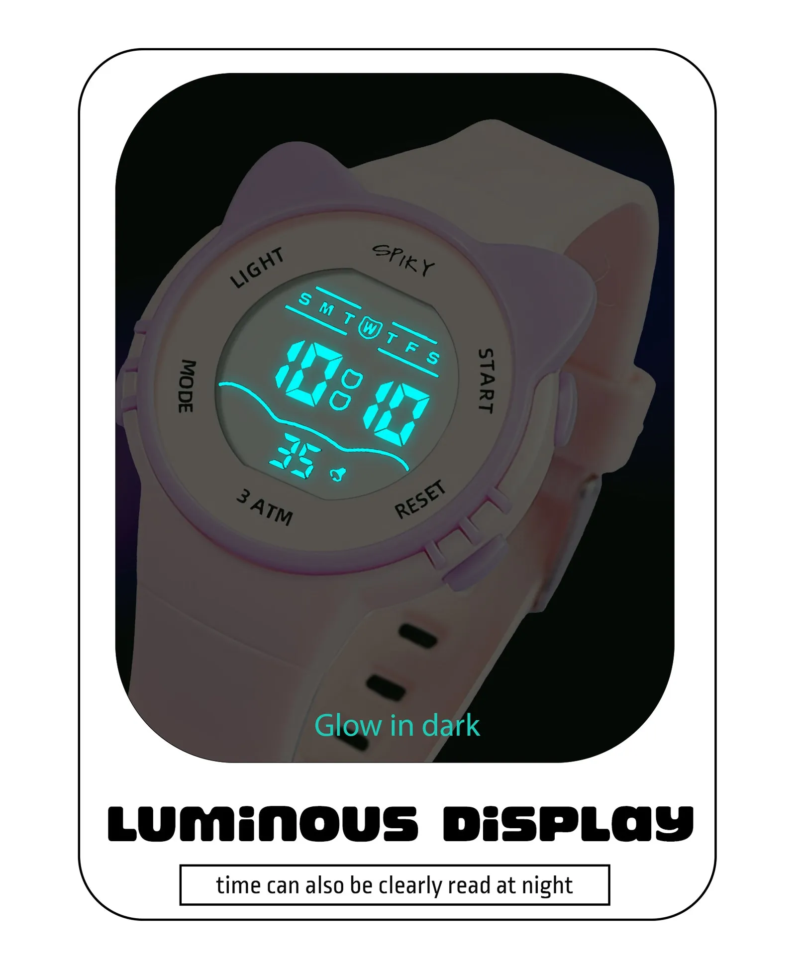 Spiky Eva12 Cat Shaped Sports Digital Watch - White
