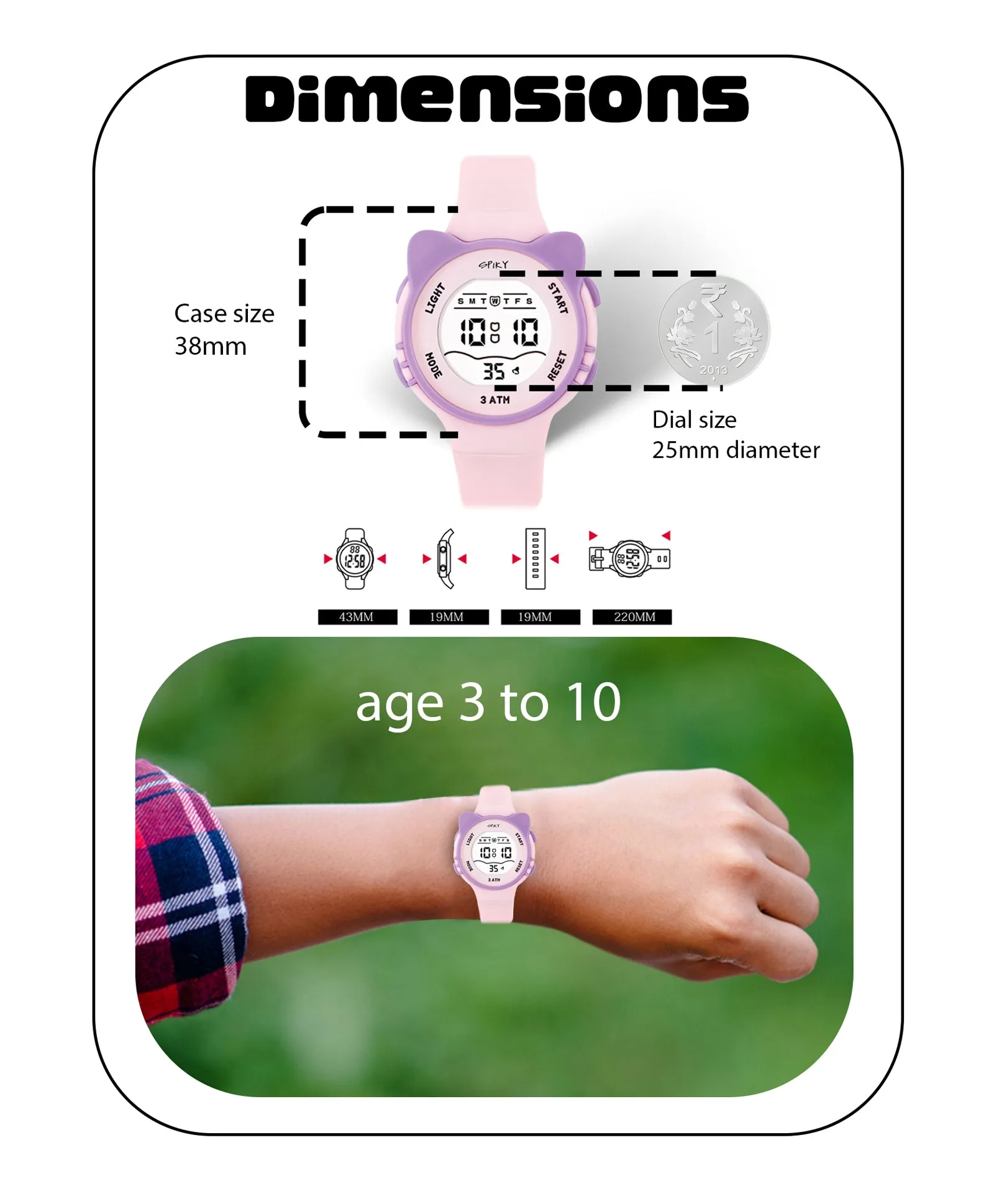 Spiky Eva12 Cat Shaped Sports Digital Watch - White