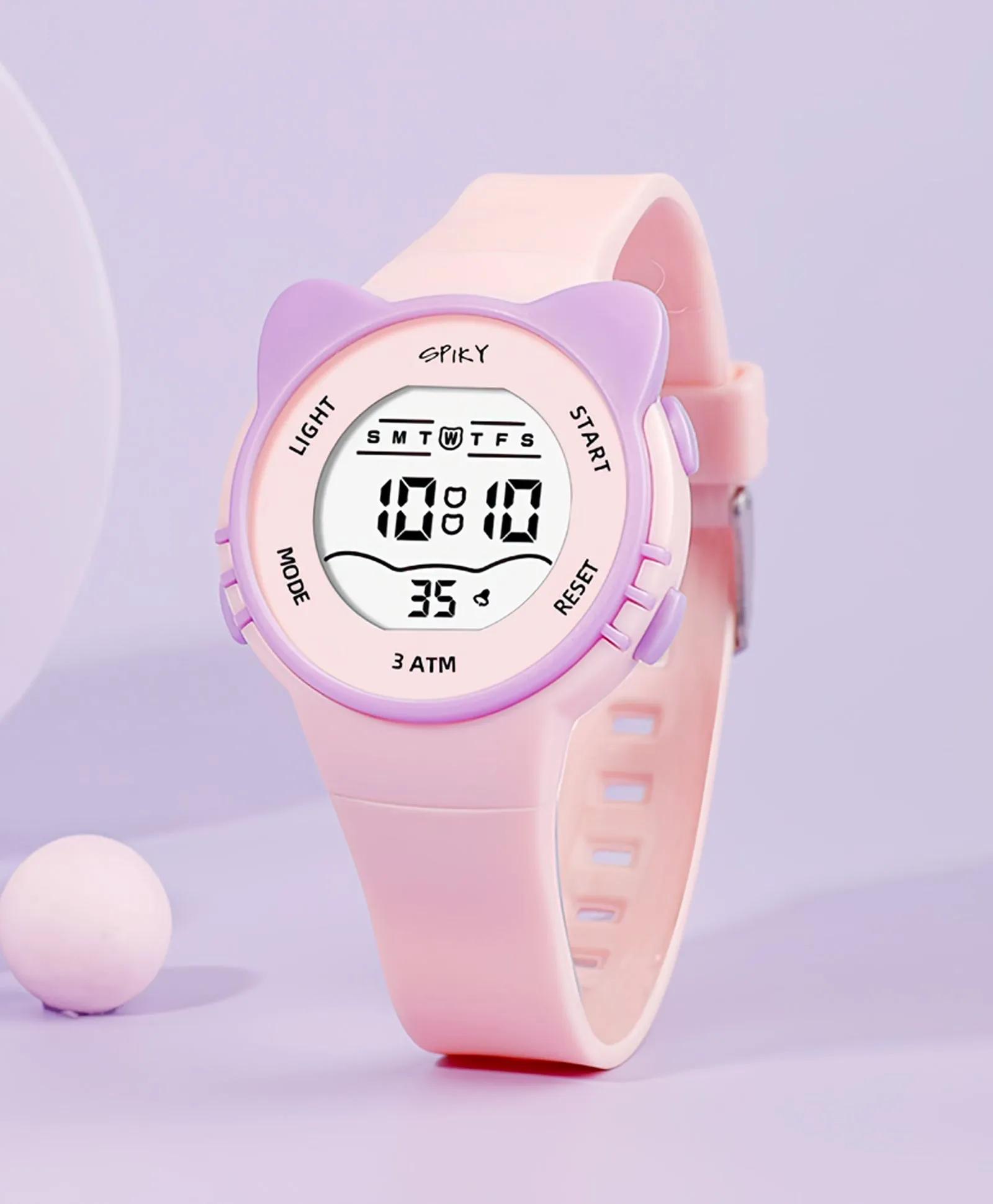 Spiky Eva12 Cat Shaped Sports Digital Watch - White