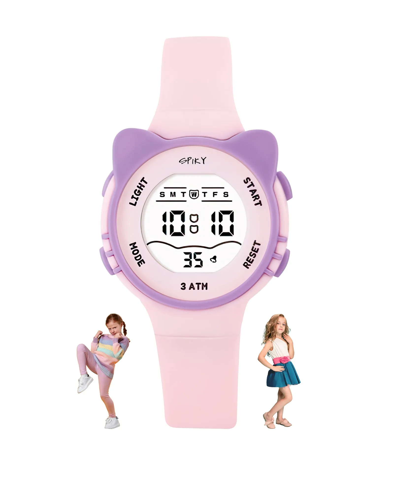 Spiky Eva12 Cat Shaped Sports Digital Watch - White
