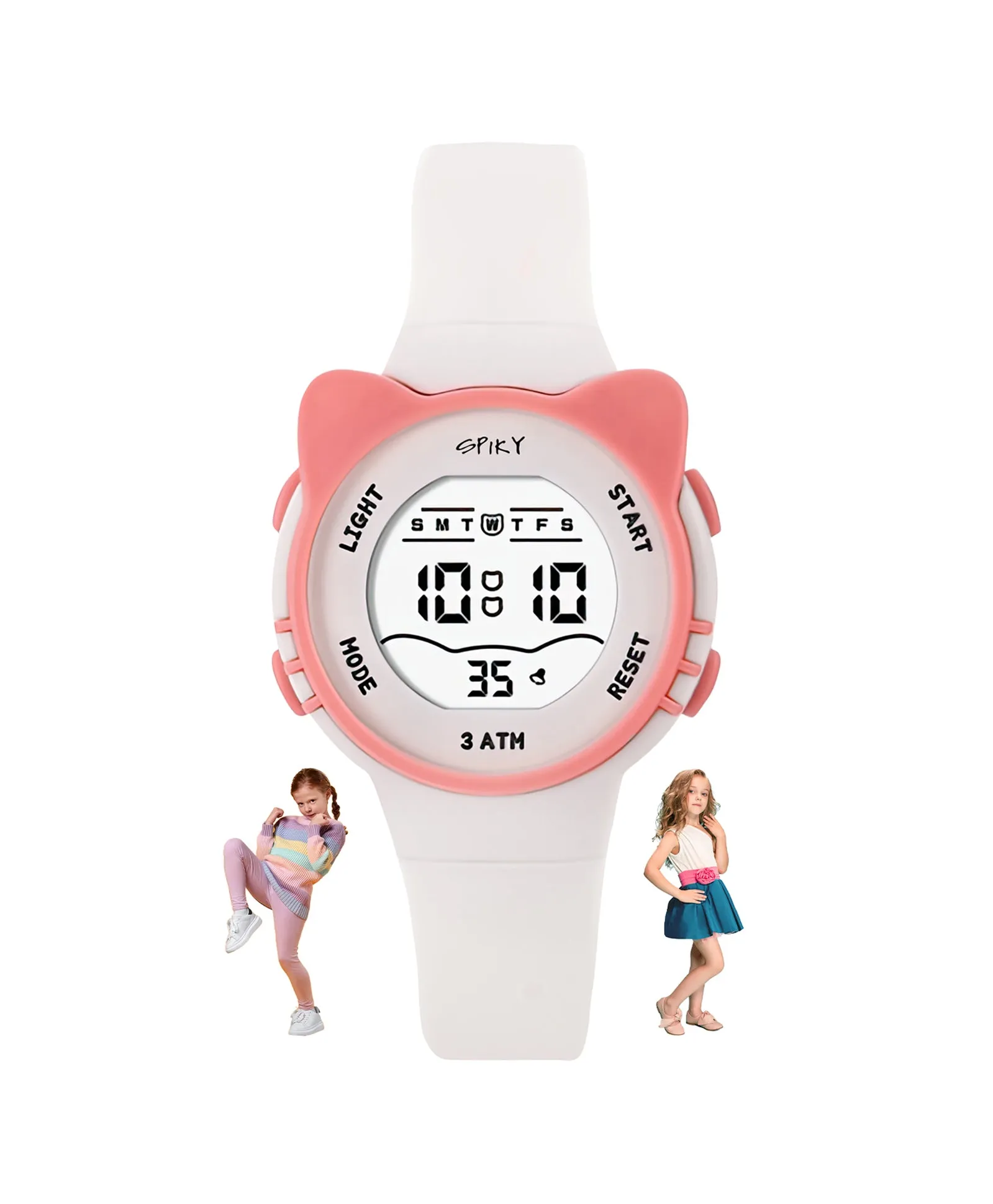 Spiky Eva12 Cat Shaped Sports Digital Watch - White