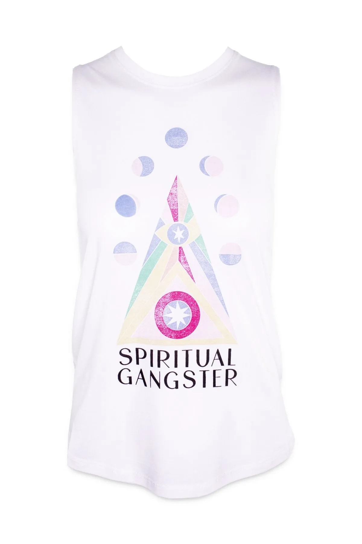 Spiritual Gangster Evil Eye Muscle Tank in Cream