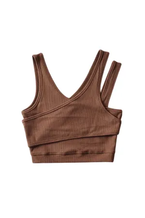 SPORT.LES Ribbed Wrap Crop Top Rust