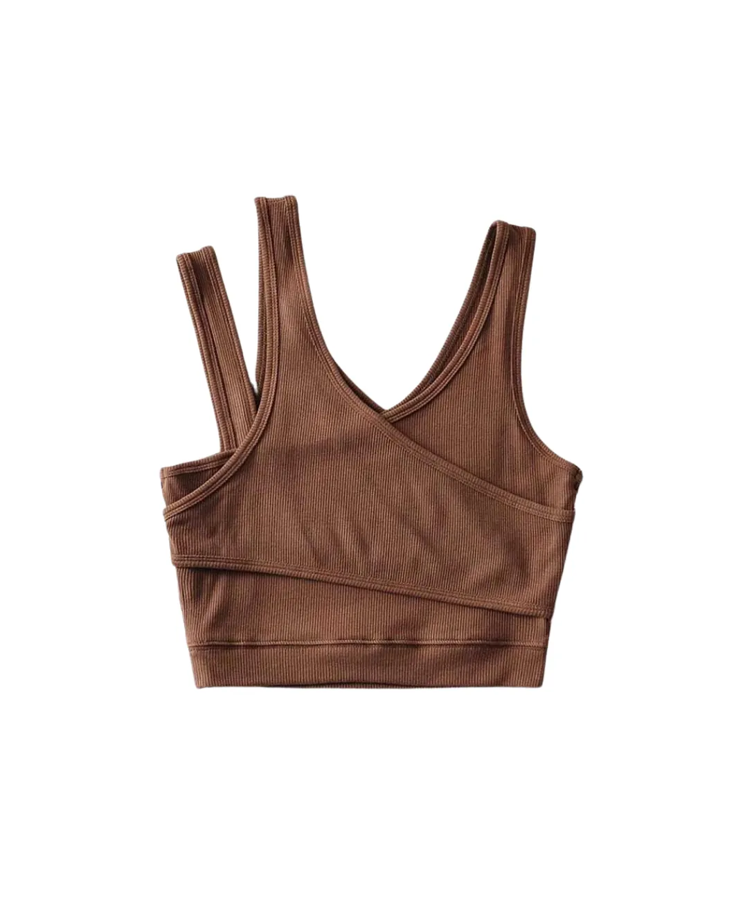SPORT.LES Ribbed Wrap Crop Top Rust