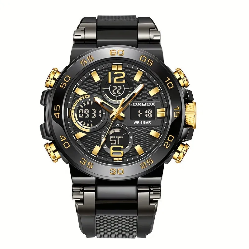 Sports Watch for Men, Dual Display Digital Quartz Watch, Alarm Clock Chronograph Multifunction Luminous Watch, Ideal choice for Gifts FS