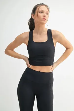 Square Neck Soft Ribbed Racerback Active Bra