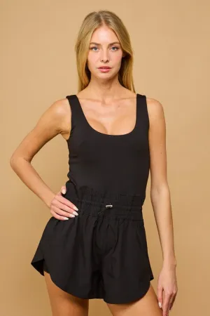 SQUARE NECK TANK DOUBLE LAYER ROMPER