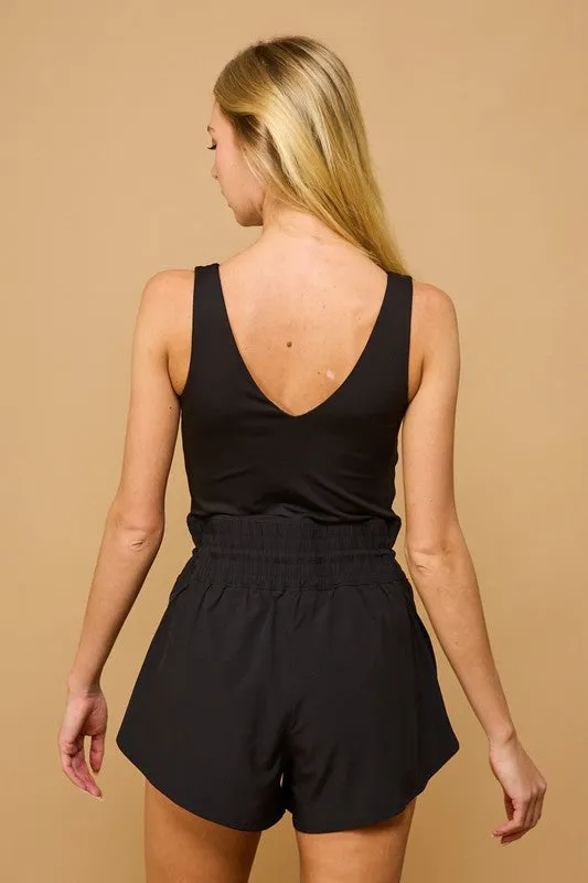 SQUARE NECK TANK DOUBLE LAYER ROMPER